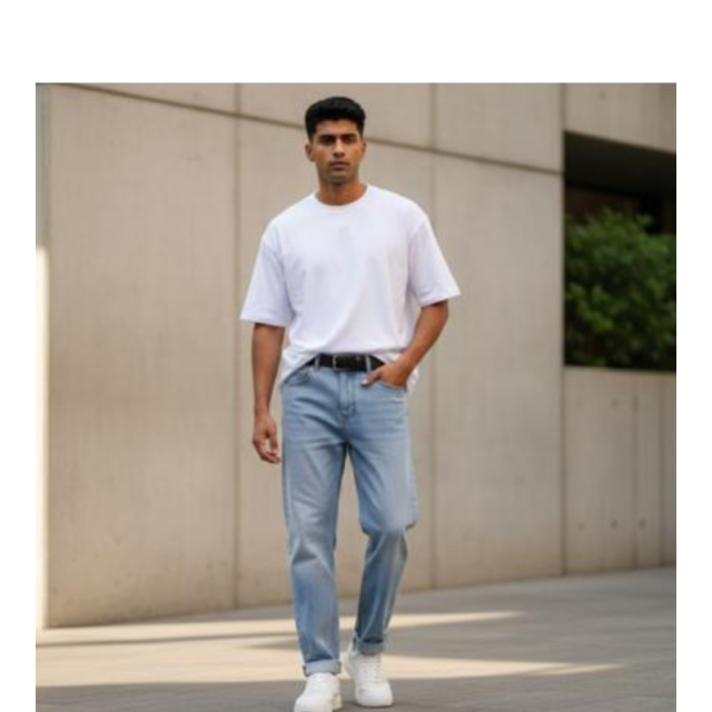 Men’s Ice-Blue Relaxed-Slim Street Jeans