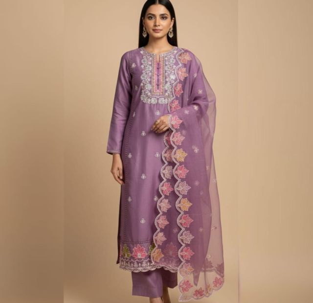 Lilac Blossom Dupatta Set