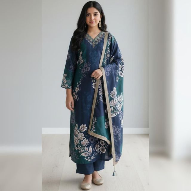 Floral Dupatta Set