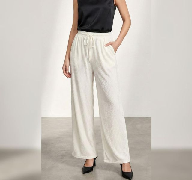 White Textured Palazzo