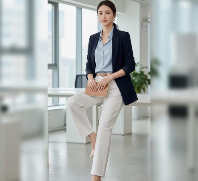 Pleated Wide-Leg Chinos