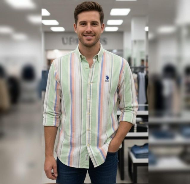 Men’s Multi-Color  Striped  Shirt