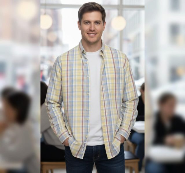 Men's Pastel Plaid Cotton Shirt