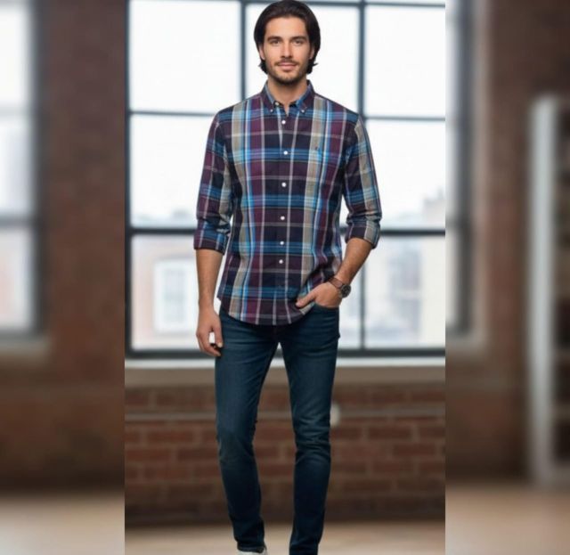 Multi-Tone Plaid  Shirt