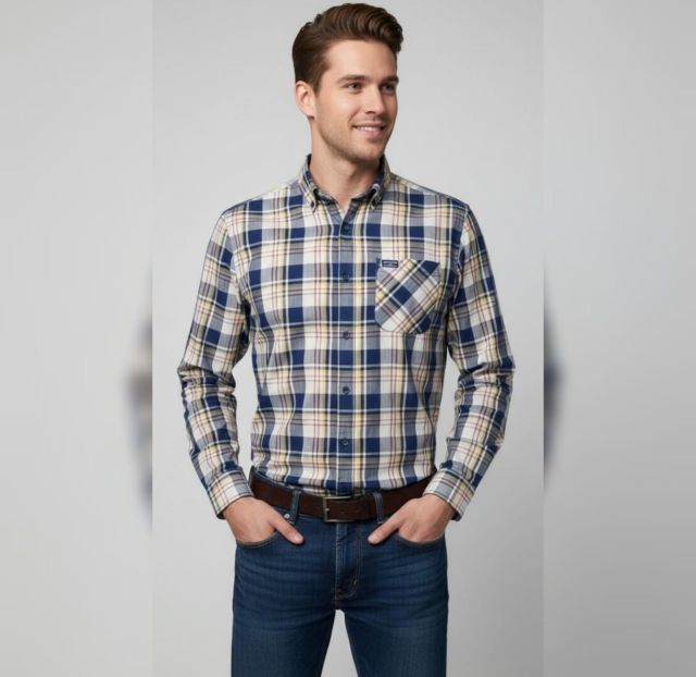 plaid button-down shirt