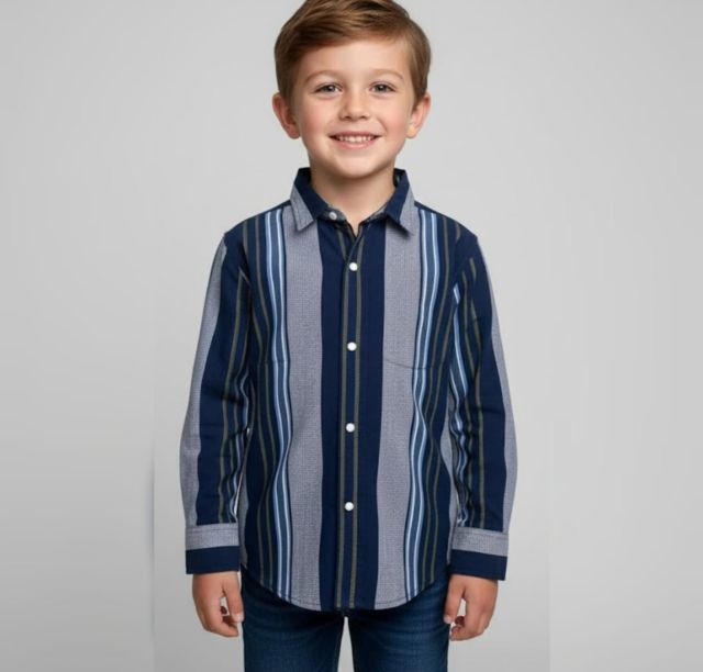 Navy Geo-Stripe Shirt