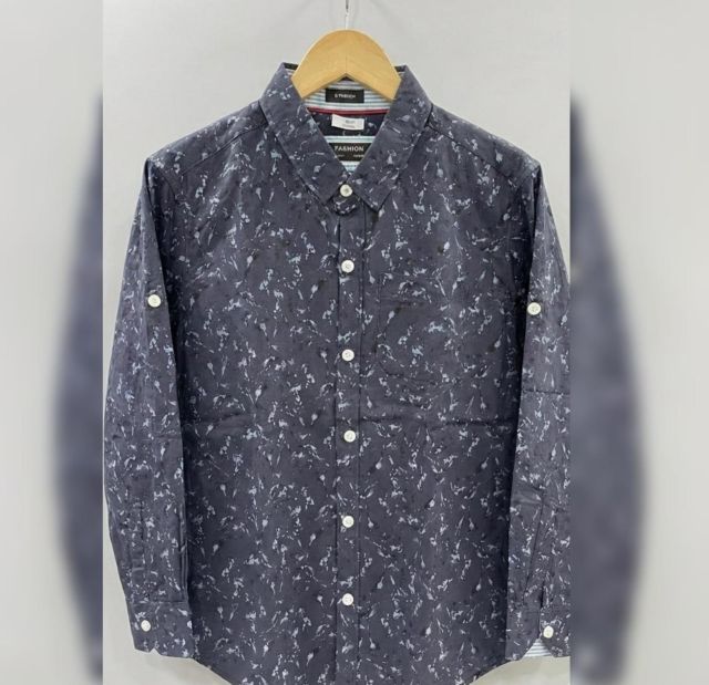 Black casual button-up shirt