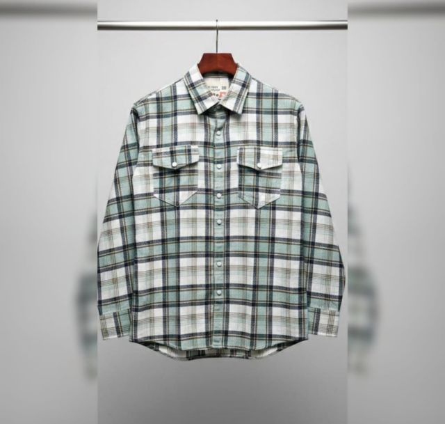 CHECK PRINTED GREEN SHIRT