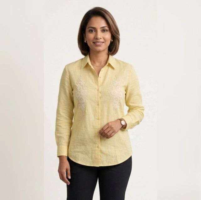 Primrose Floral Embroidered Linen Shirt